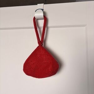 Red Beaded Wristlet Bag | Women’s Evening Clutch | Elegant Statement